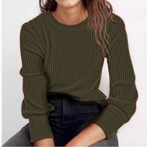 NWT Madewell Brushed Rib Pleat-Sleeve Top - XXL